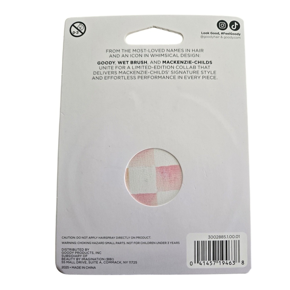 Goody x MacKenzie-Childs Mirror Compact Pink White Checkered Target NEW - Picture 2 of 2